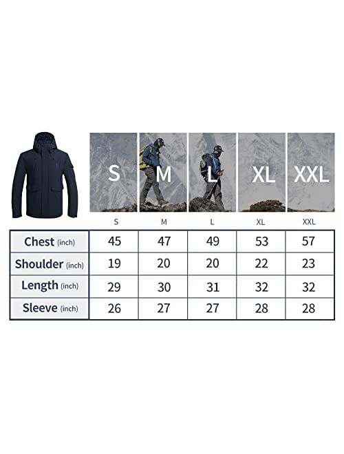 Pioneer Camp Men's Winter Coat Waterproof Fleece Lined Warm Winter Jacket with 9 Pockets Insulated Windproof Hooded Parka