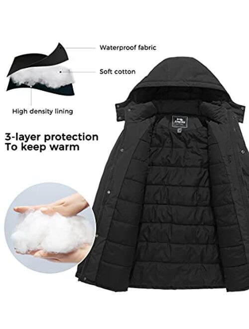 Ampake Men's Winter Thicken Padded Coat Warm Parka Jacket With Removable Hood