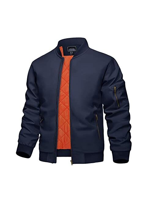 KEFITEVD Men's Jacket Casual Windproof Bomber Jackets Full Zip Windbreaker Jackets Warm Winter Padded Coats Bomber Jackets