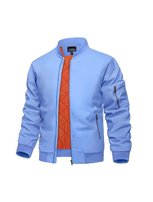 KEFITEVD Men's Jacket Casual Windproof Bomber Jackets Full Zip Windbreaker Jackets Warm Winter Padded Coats Bomber Jackets