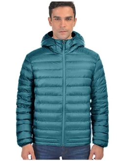 Bakery Men's Down Jacket Hooded Packable Down Puffer Jacket Lightweight Water-Resistant Insulated Down Jacket