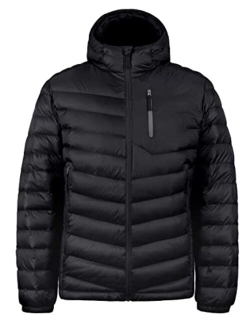 Bakery Men's Down Jacket Hooded Packable Down Puffer Jacket Lightweight Water-Resistant Insulated Down Jacket