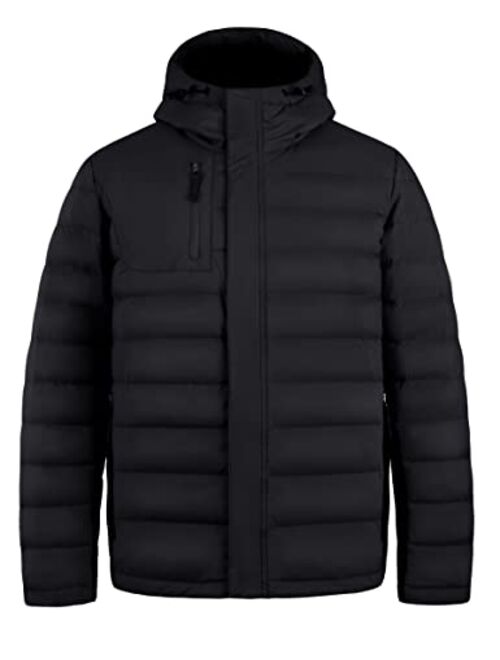 Bakery Men's Down Jacket Hooded Packable Down Puffer Jacket Lightweight Water-Resistant Insulated Down Jacket