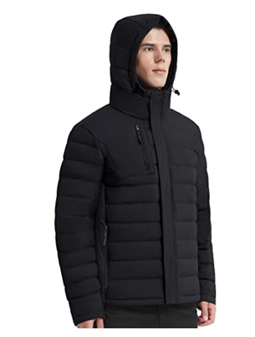 Bakery Men's Down Jacket Hooded Packable Down Puffer Jacket Lightweight Water-Resistant Insulated Down Jacket