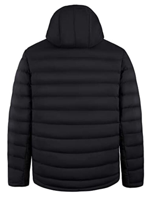 Bakery Men's Down Jacket Hooded Packable Down Puffer Jacket Lightweight Water-Resistant Insulated Down Jacket