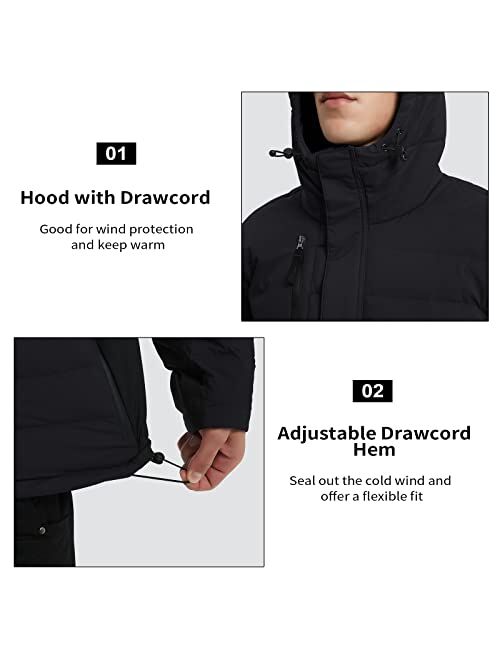 Bakery Men's Down Jacket Hooded Packable Down Puffer Jacket Lightweight Water-Resistant Insulated Down Jacket