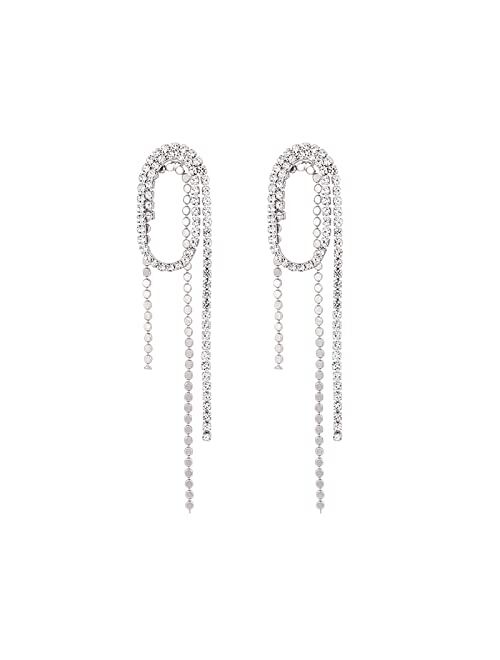 MaraLota Long Tassel Crystal Chandelier Rhinestone Earrings for Women Sparkly Fringe Drop Dangle Bridal Earrings for Women Girls