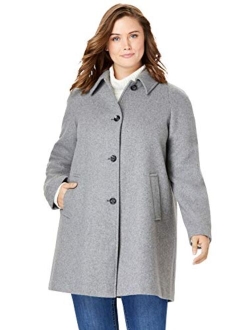 Woman Within Women's Plus Size Wool-Blend Classic A-Line Coat