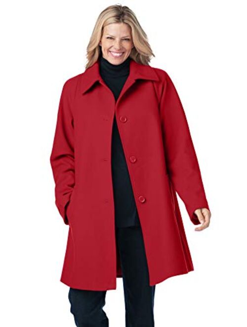 Woman Within Women's Plus Size Wool-Blend Classic A-Line Coat