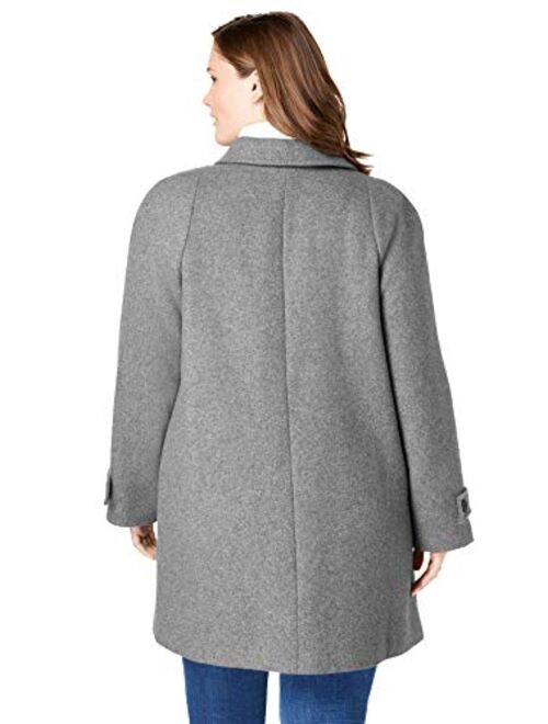 Woman Within Women's Plus Size Wool-Blend Classic A-Line Coat