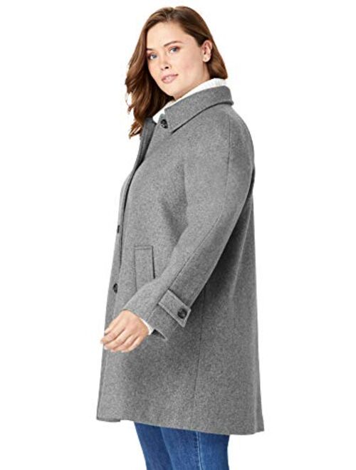 Woman Within Women's Plus Size Wool-Blend Classic A-Line Coat