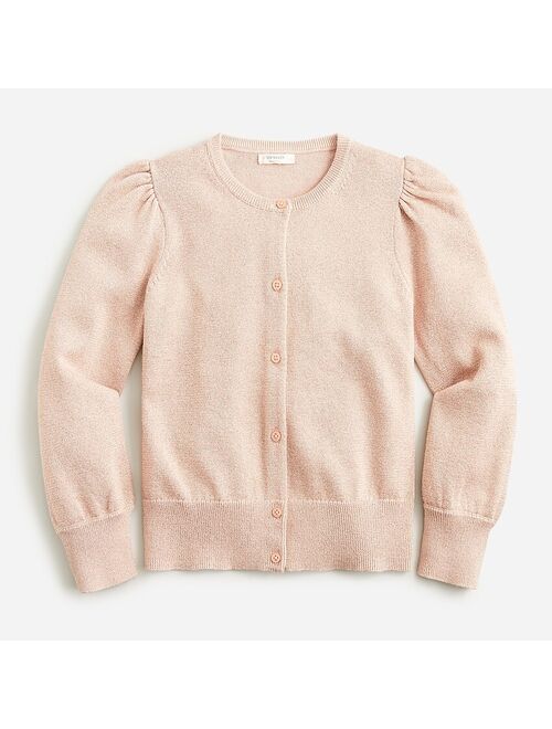 J.Crew Girls' sparkle puff-sleeve cardigan sweater