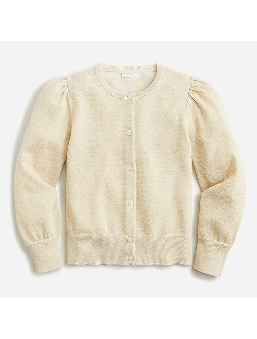 J.Crew Girls' sparkle puff-sleeve cardigan sweater