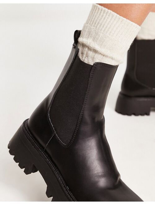 Pull&Bear platform chelsea boot in black