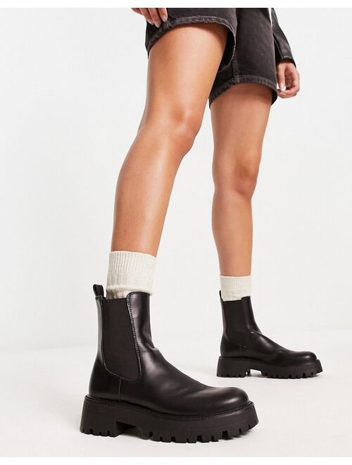 Pull&Bear platform chelsea boot in black