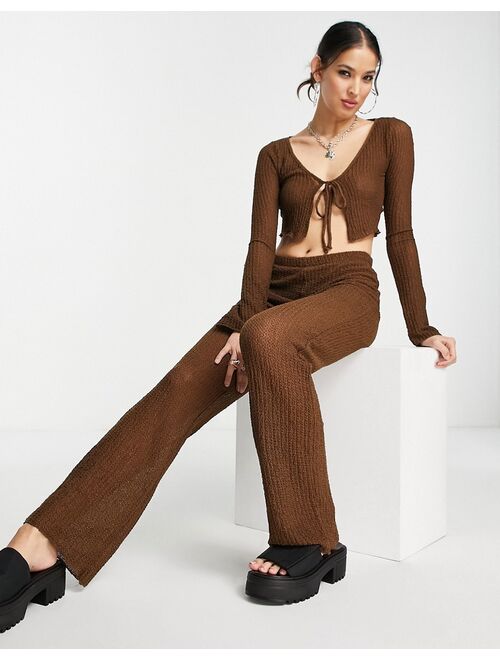 Pull&Bear high waist straight leg pants in brown - part of a set