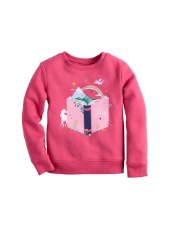 Girls 4-12 Jumping Beans Fleece Crewneck Graphic Pullover Sweatshirt