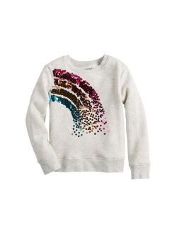 Girls 4-12 Jumping Beans Fleece Crewneck Graphic Pullover Sweatshirt