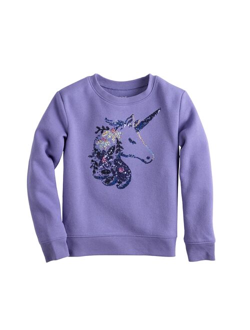 Girls 4-12 Jumping Beans Fleece Crewneck Graphic Pullover Sweatshirt