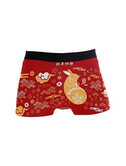 JINGNIUSIBO Men's Year of the Rabbit Comfort Boxer Briefs Underwear, S