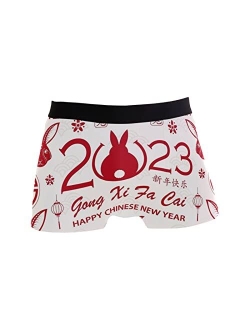 JINGNIUSIBO Men's Year of the Rabbit Comfort Boxer Briefs Underwear, S