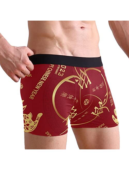 JINGNIUSIBO Men's Year of the Rabbit Comfort Boxer Briefs Underwear, S