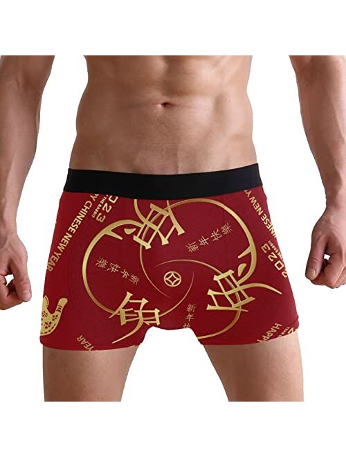 JINGNIUSIBO Men's Year of the Rabbit Comfort Boxer Briefs Underwear, S