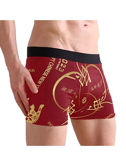 JINGNIUSIBO Men's Year of the Rabbit Comfort Boxer Briefs Underwear, S