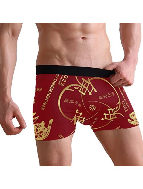 JINGNIUSIBO Men's Year of the Rabbit Comfort Boxer Briefs Underwear, S