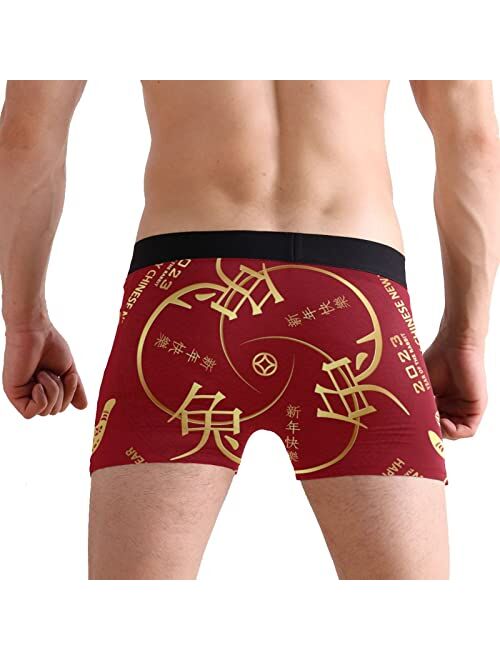 JINGNIUSIBO Men's Year of the Rabbit Comfort Boxer Briefs Underwear, S