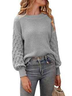 Women's 2022 Winter Pullover Sweater Casual Long Sleeve Crewneck Loose Chunky Knit Jumper Tops Blouse