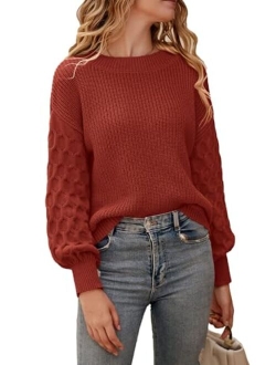 Women's 2022 Winter Pullover Sweater Casual Long Sleeve Crewneck Loose Chunky Knit Jumper Tops Blouse