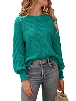 Women's 2022 Winter Pullover Sweater Casual Long Sleeve Crewneck Loose Chunky Knit Jumper Tops Blouse