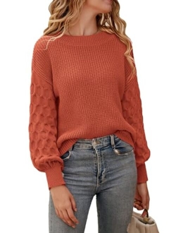 Women's 2022 Winter Pullover Sweater Casual Long Sleeve Crewneck Loose Chunky Knit Jumper Tops Blouse