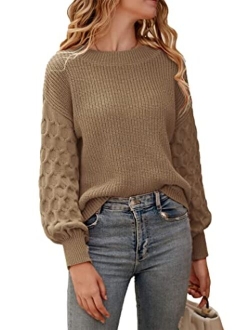 Women's 2022 Winter Pullover Sweater Casual Long Sleeve Crewneck Loose Chunky Knit Jumper Tops Blouse