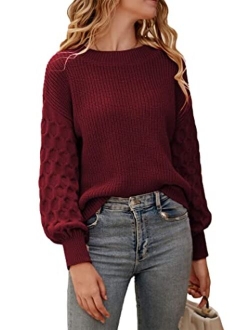 Women's 2022 Winter Pullover Sweater Casual Long Sleeve Crewneck Loose Chunky Knit Jumper Tops Blouse