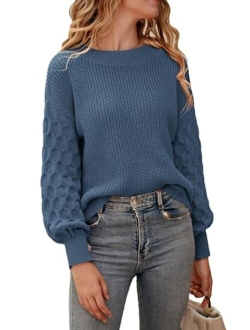 Women's 2022 Winter Pullover Sweater Casual Long Sleeve Crewneck Loose Chunky Knit Jumper Tops Blouse