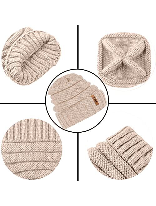 Aneco Winter Warm Knitted Scarf Beanie Hat and Gloves Set Men & Women's Soft Stretch Hat Scarf and Mitten Set