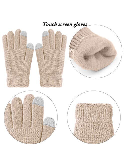 Aneco Winter Warm Knitted Scarf Beanie Hat and Gloves Set Men & Women's Soft Stretch Hat Scarf and Mitten Set