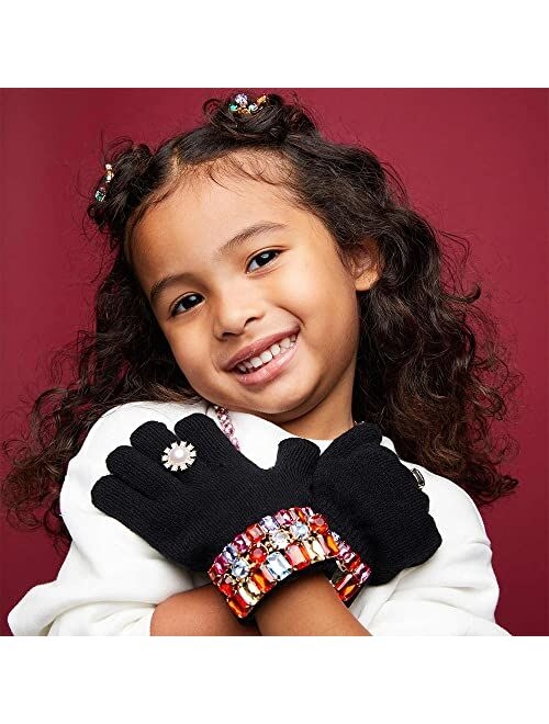 Super Smalls Ice Skating Jeweled Gloves | Embellished with Colorful Gemstones | Fits 4-10 Years Old