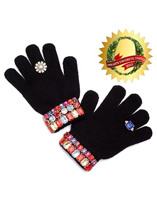 Super Smalls Ice Skating Jeweled Gloves | Embellished with Colorful Gemstones | Fits 4-10 Years Old