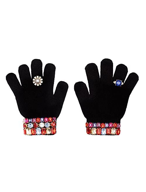 Super Smalls Ice Skating Jeweled Gloves | Embellished with Colorful Gemstones | Fits 4-10 Years Old