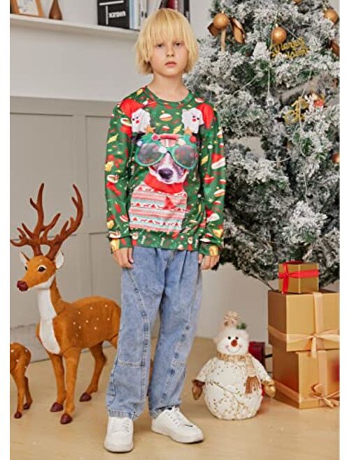 Lovekider Kids Ugly Christmas Sweater Shirt Funny 3D Xmas Pullover Sweatshirt Inner Fleece Size 4-16