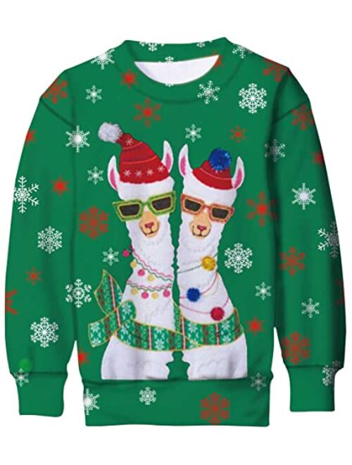 Lovekider Kids Ugly Christmas Sweater Shirt Funny 3D Xmas Pullover Sweatshirt Inner Fleece Size 4-16