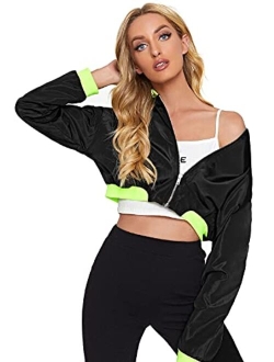 Women's Long Sleeve Lightweight Crop Bomber Jacket