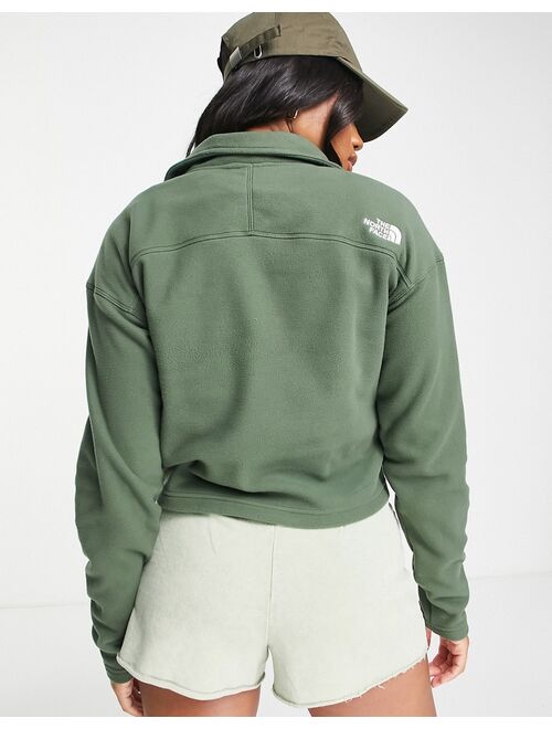 The North Face Glacier cropped fleece 1/4 zip in khaki