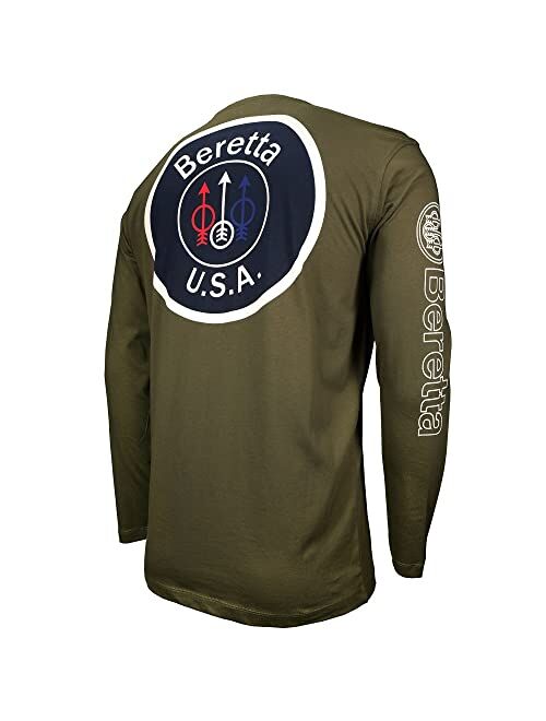 Beretta Men's USA Trident Logo Vintage Long Sleeve Cotton T-Shirt