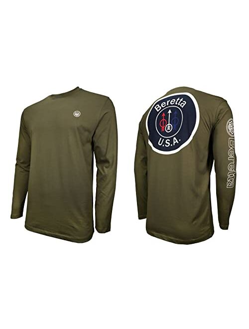 Beretta Men's USA Trident Logo Vintage Long Sleeve Cotton T-Shirt