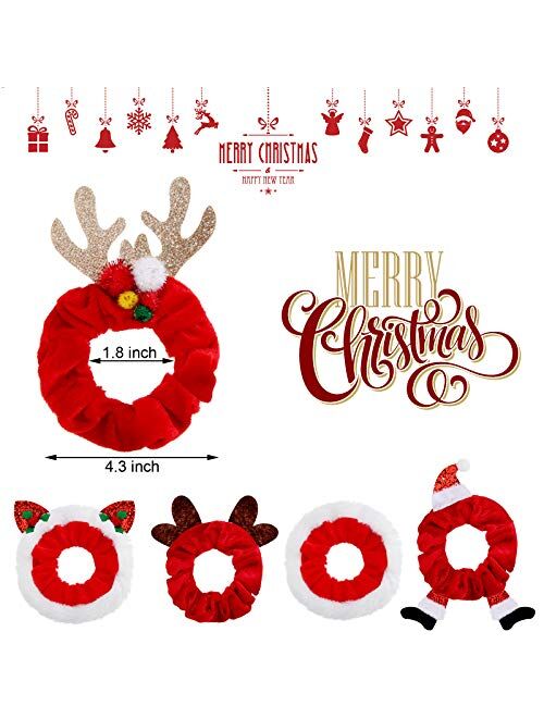 Willbond 10 Pieces Christmas Hair Scrunchies Elk Santa Claus Elastic Hair Bands Soft Velvet Hair Ties Ropes Christmas Hair Accessories for Girls Women Supplies, 5 Styles