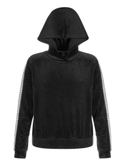 ID IDEOLOGY Big Girls Velour & Houndstooth Full-Zip Hoodie, Created for Macy's